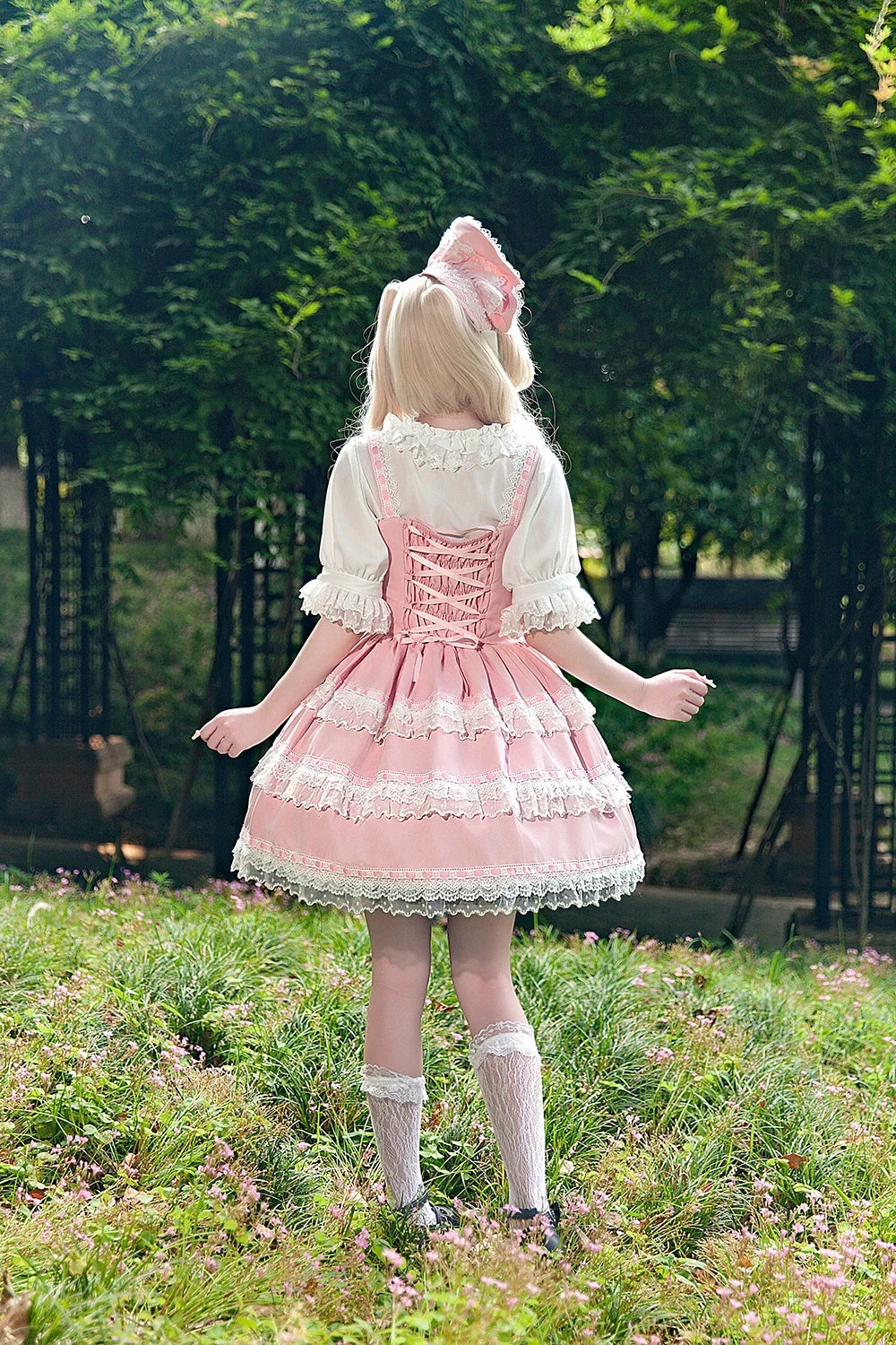 Infanta - Mirror Doll - Old School Lolita Tiered Hem JSK with Polka Dot Lace