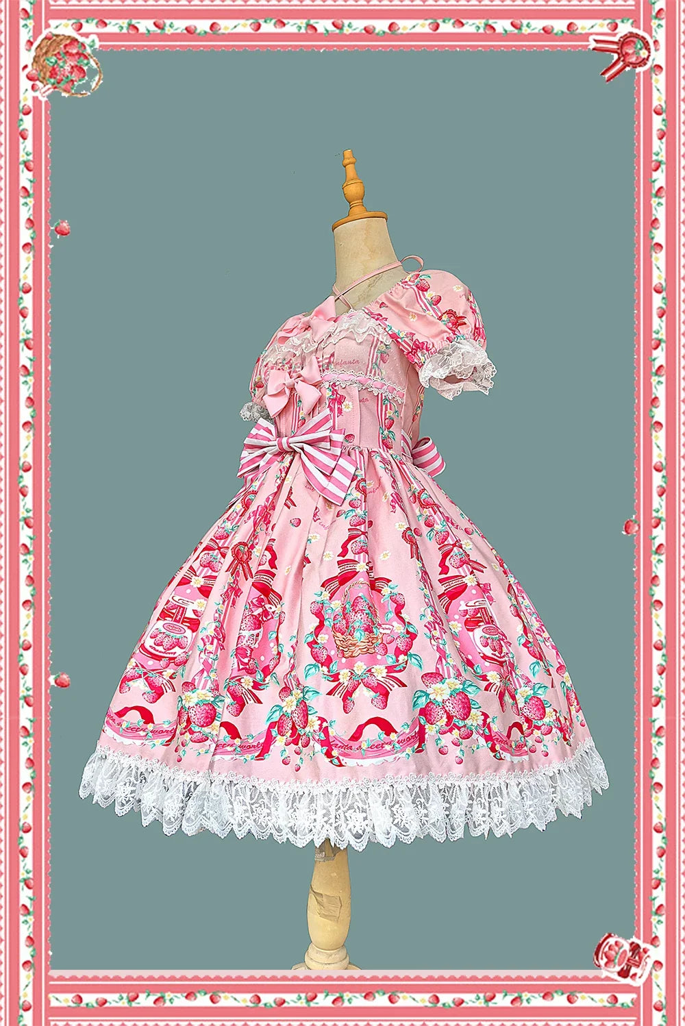 Infanta - Strawberry Chef - Printed Old School Lolita Dress, Detachable Bows
