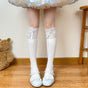 Panelled cord-threaded blue calf socks / One Size