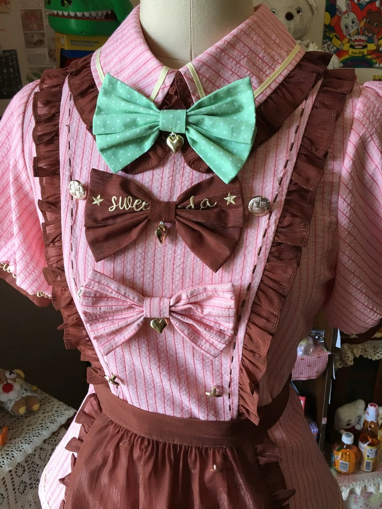Baozi Pig - Sweet Soda - Short-Sleeve Lolita Dress with Ruffled Trim