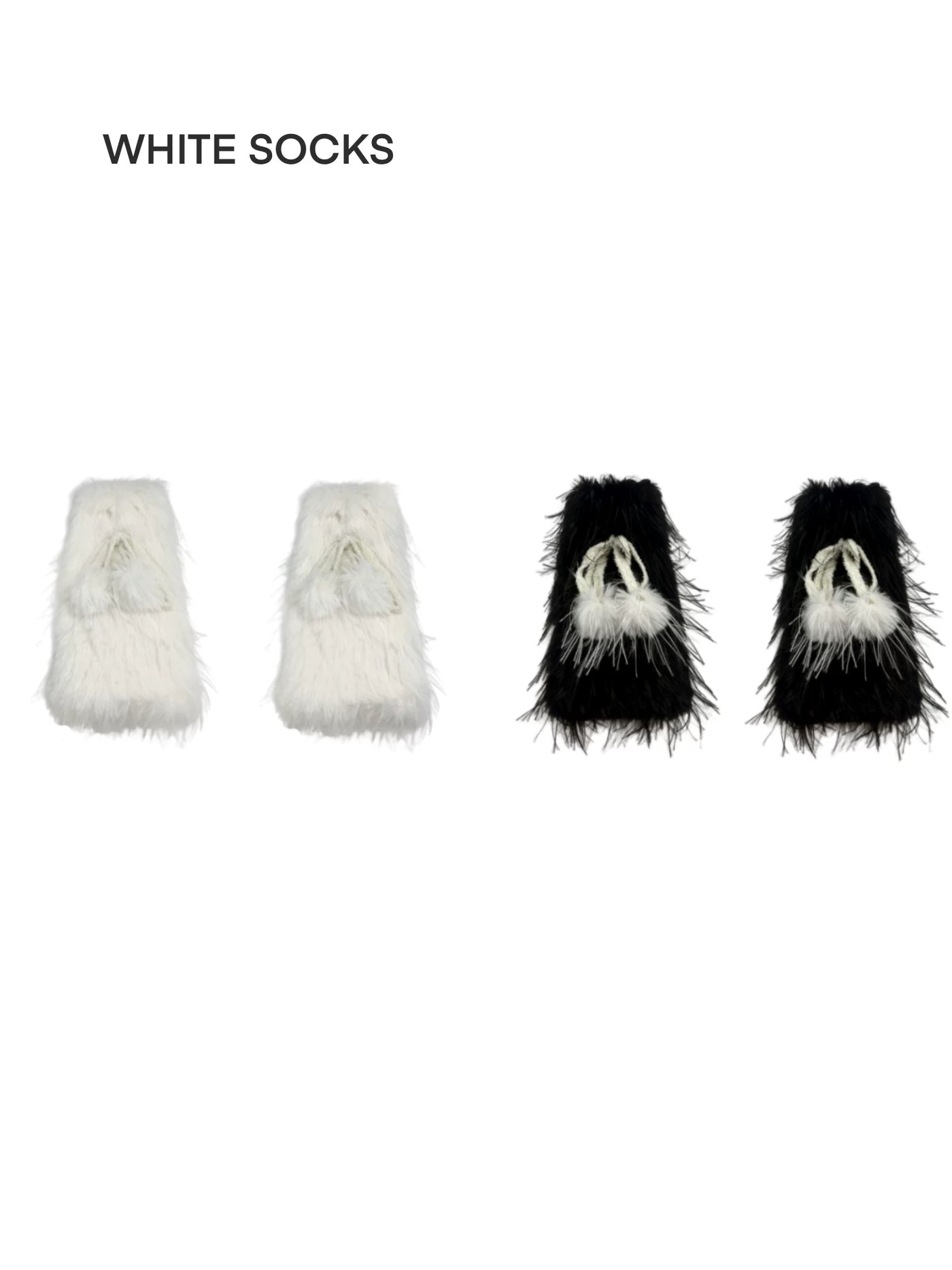 White Socks - Fleece Bow - Fleece-Lined Leg Warmers with Ribbon Bows