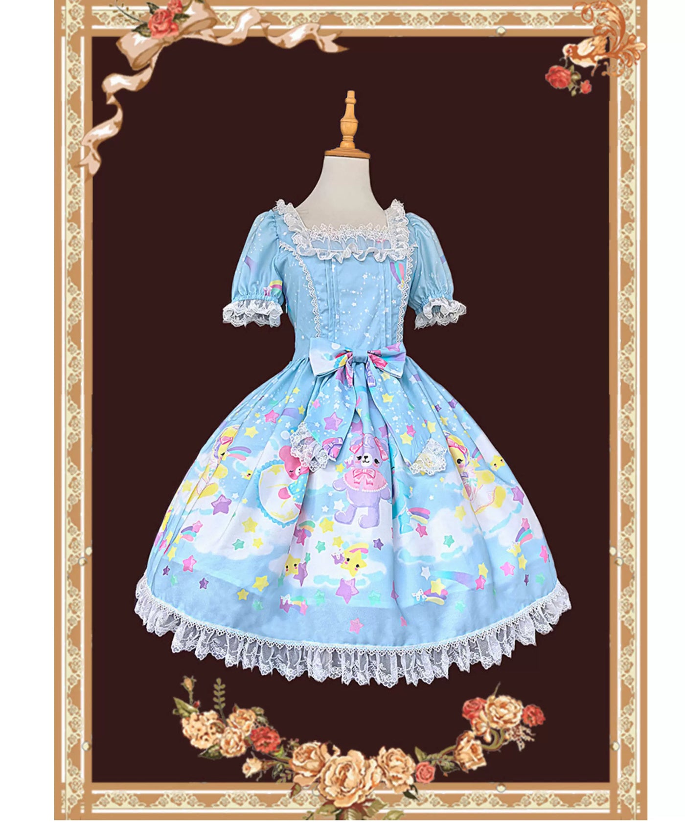 Infanta - Sleepy Bear - Kawaii Lolita Bear and Star Printed Dress