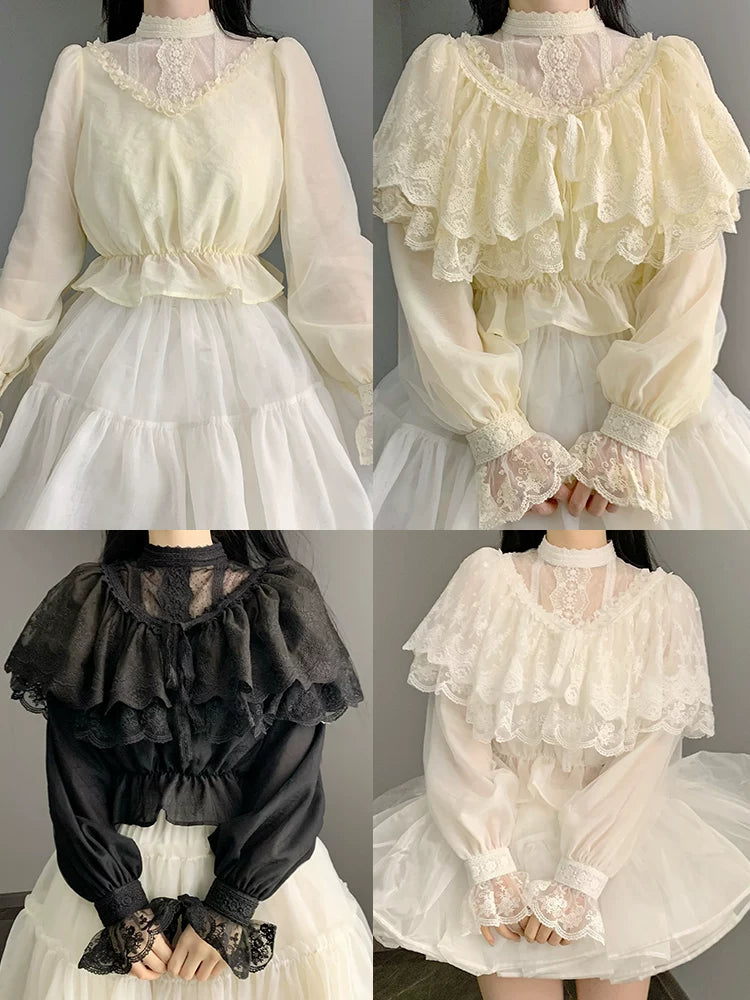With PUJI - Love Poem - Classic Lolita Shawl 3-Color Versatile Spring Innerwear detail view 4