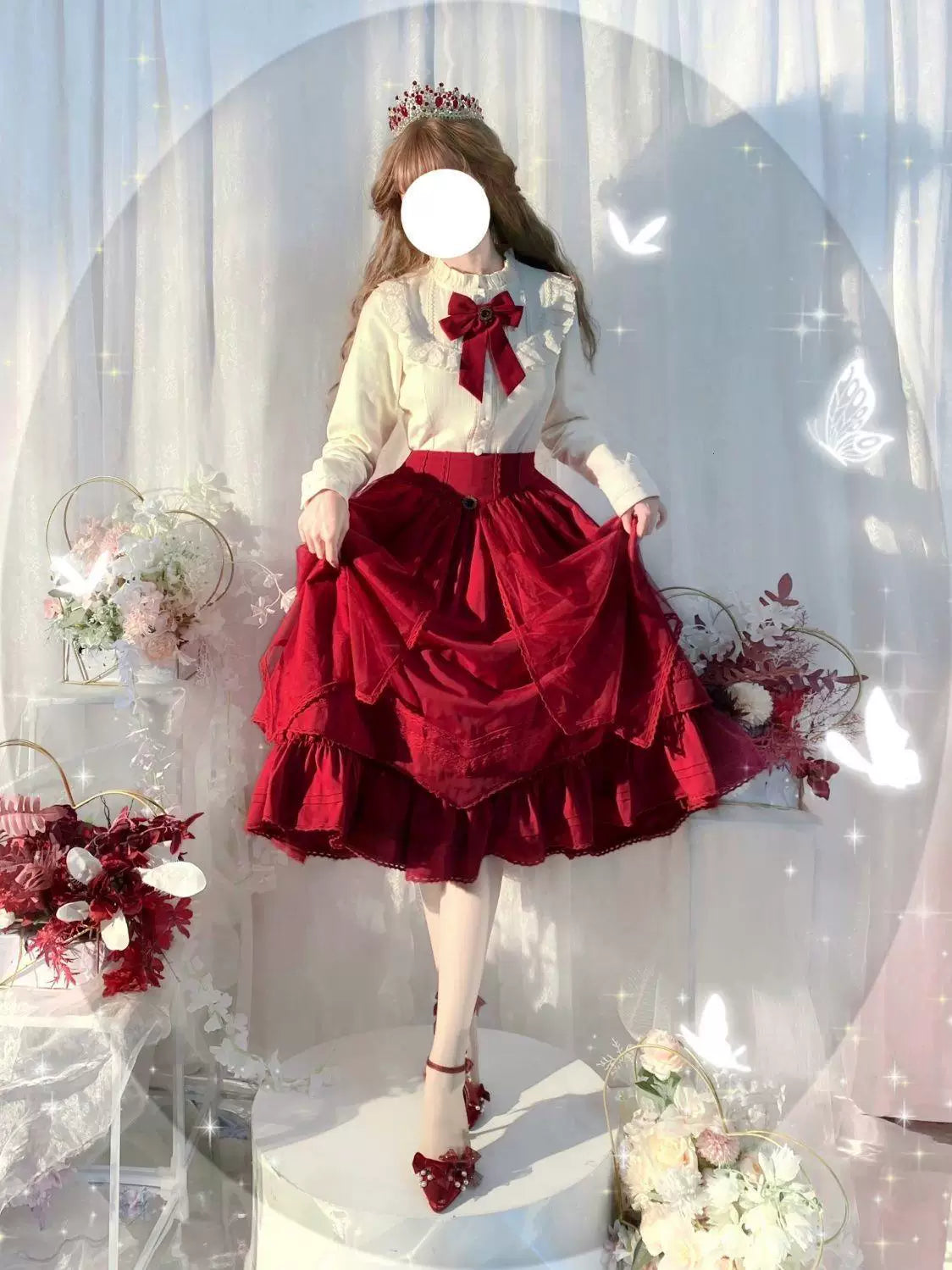 Sweetheart Dream Machine - Heiress Collar - Long-sleeve blouse with a ruffled lace collar