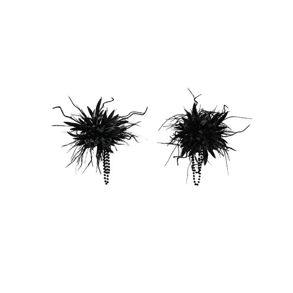 Your Princess Star Swan Dream black Gothic Lolita accessories with feather details and lace choker