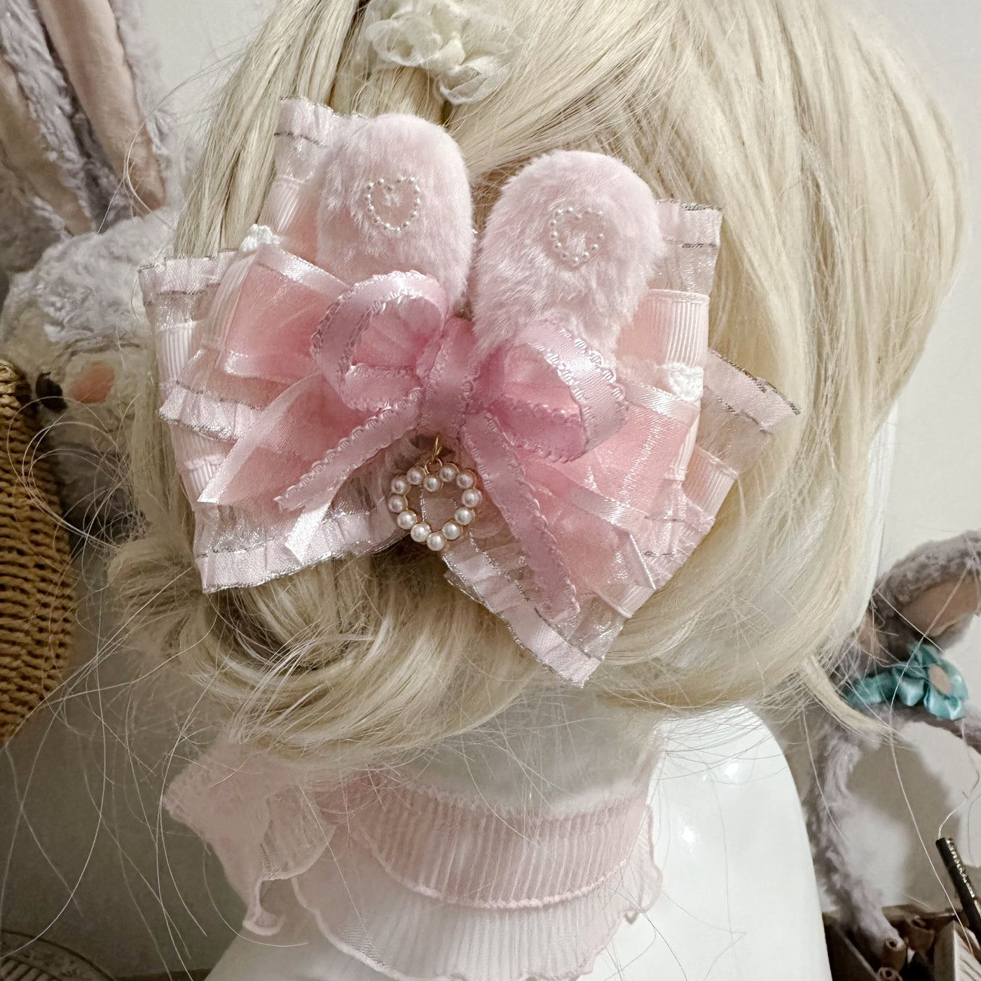 candycoco - Bunny-Ear Ribbon - Bunny-Ear Hair Accessories with Layered Bows