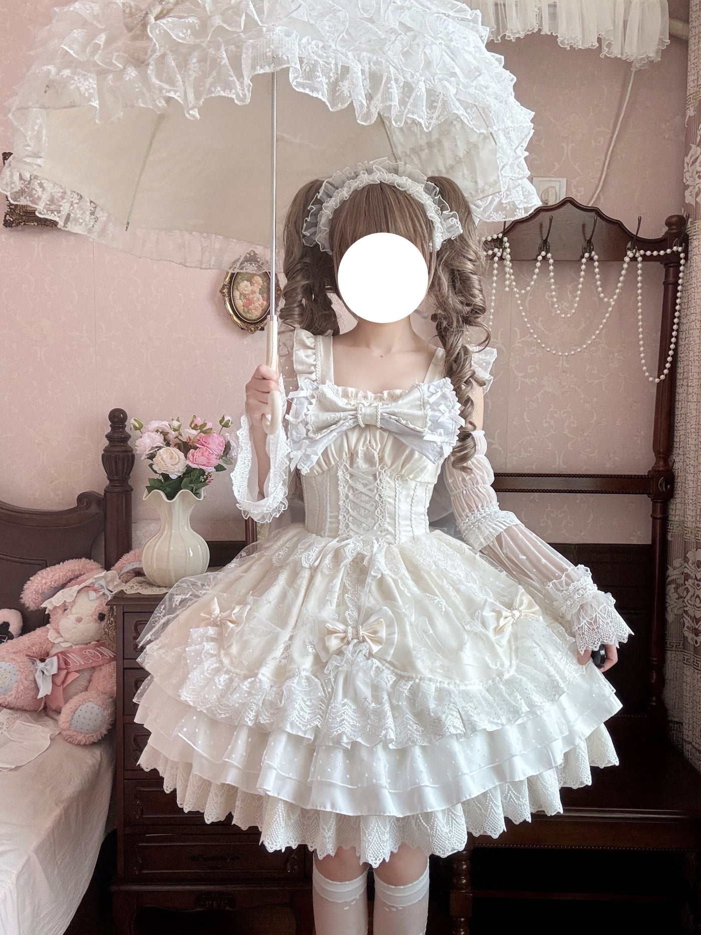 Hello Princess Lolita - Shaoyun Weiwei - Plus-Size Bridal-Style Lolita Dress with Layered Lace Skirt – detail view 5
