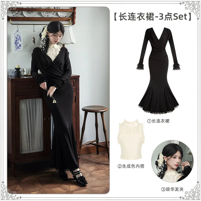 With PUJI - Unrequited Love - Lolita OP Dress, Knit Texture detail view 7