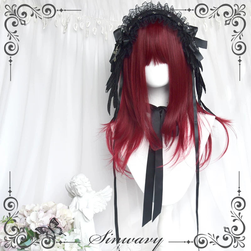 Sinwavy cherry red layered mid-length wig - view 4