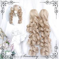 Sinwavy - Bubble Gum - Beige twin-tail wig and pieces - Large claw clip – Mille-feuille layered Roman-curl pair