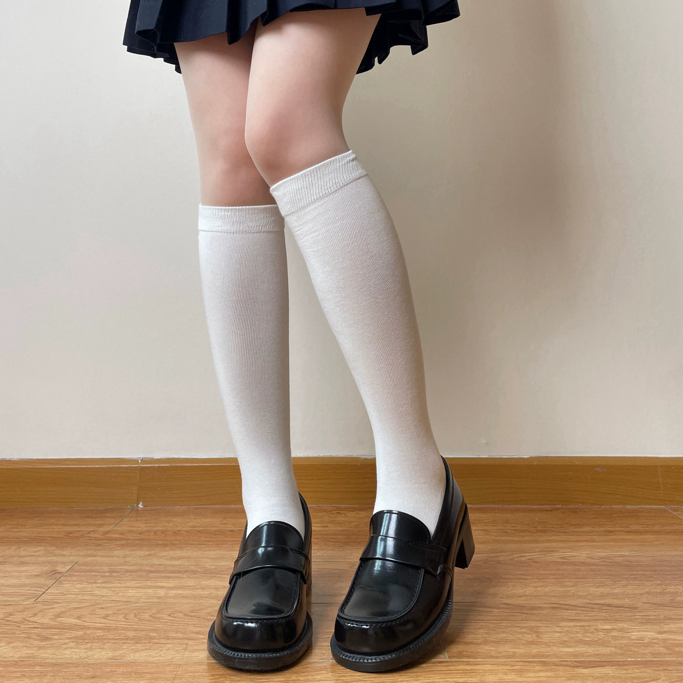Chubby Bear Tales - Custard Bun - Two-Pair Ribbed Tube Socks in Multiple Lengths