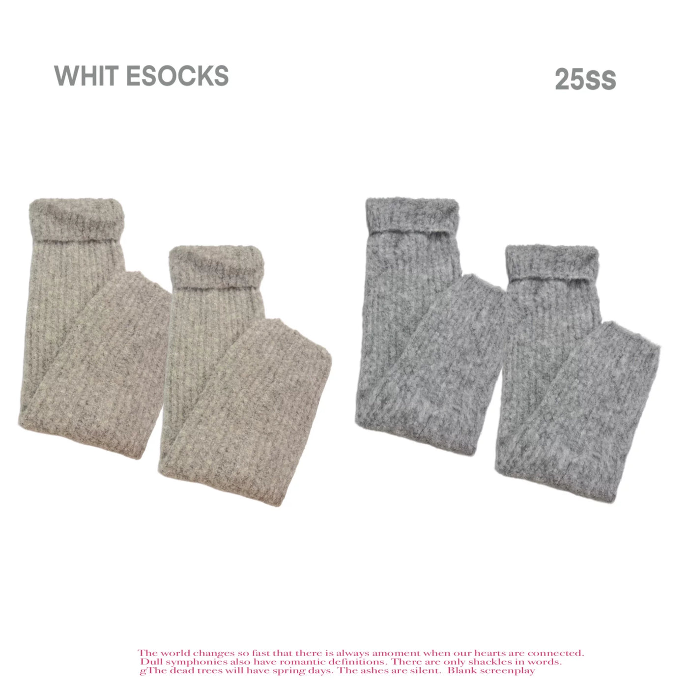 White Socks - The Feather and the Invitation - Slouch Socks with Layered Cuffs