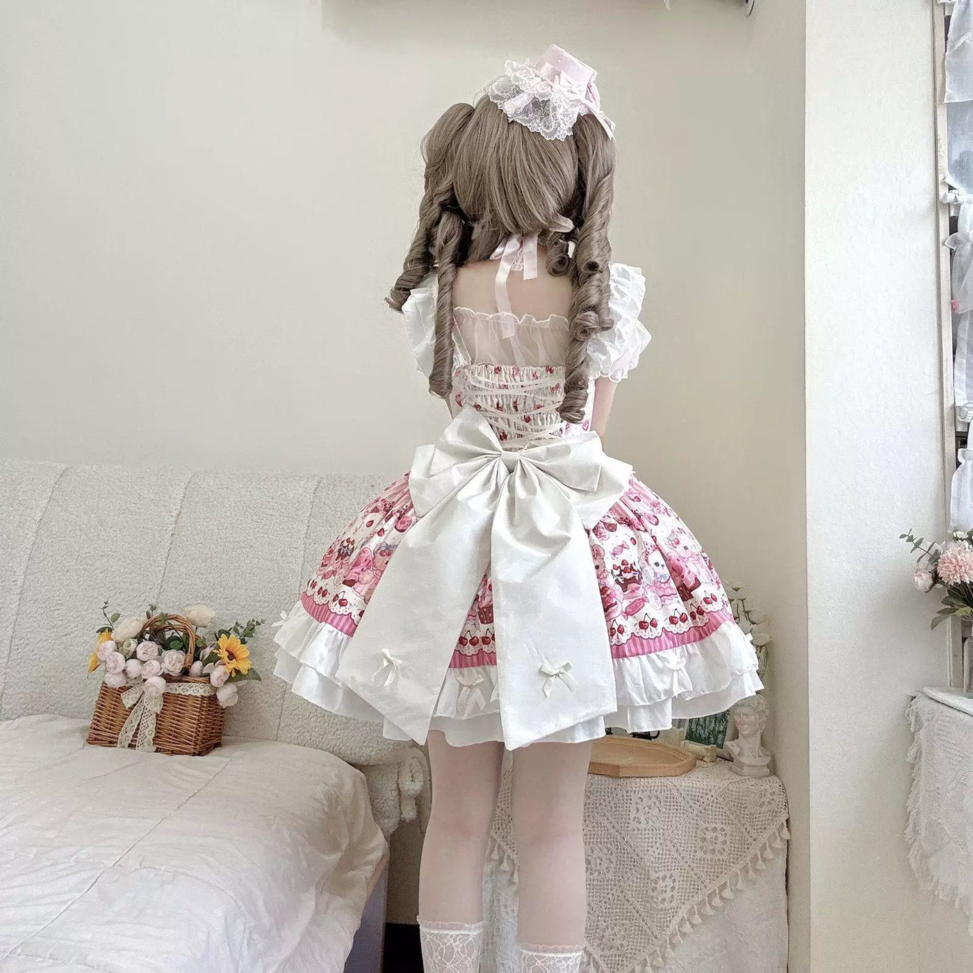 Sweetheart Dream Machine - Candy Bear Picnic - Printed JSK Suspender Dress with Teddy Bear Motif