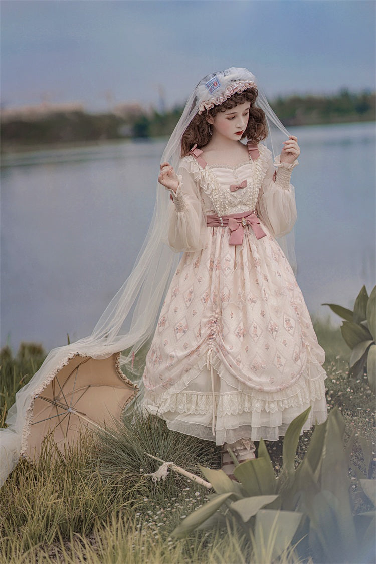 Letters from Unknown Star - Time Stationery - Elegant Lolita Long Sleeve OP Dress