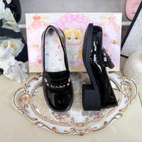 Kitten Toast - Sakura Academy - Embroidered Loafers - Black - 4.5 cm Heel / 34