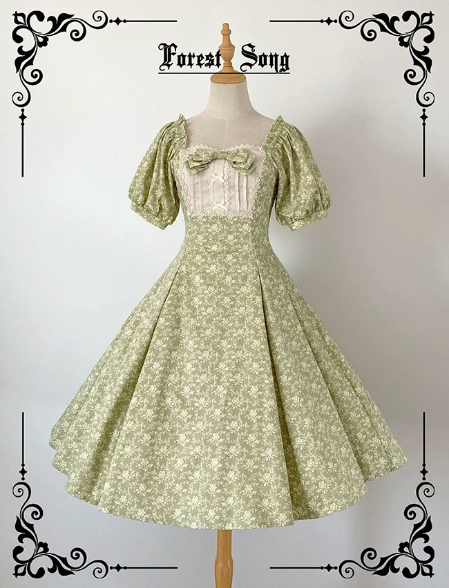 Forest Song - Pastoral Poem - Floral Panelled OP Dress - detail view 6