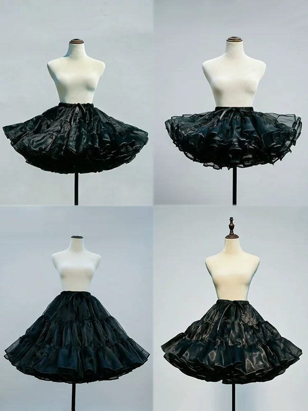 Floral Celebration Black Short Hoop-Free Lolita Petticoat — additional product view