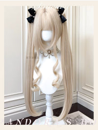 Sinwavy - Magic Box Extended - 70 cm Lolita Ponytail Hairpiece - Pearl Beige - Short Hair + Ponytail Set