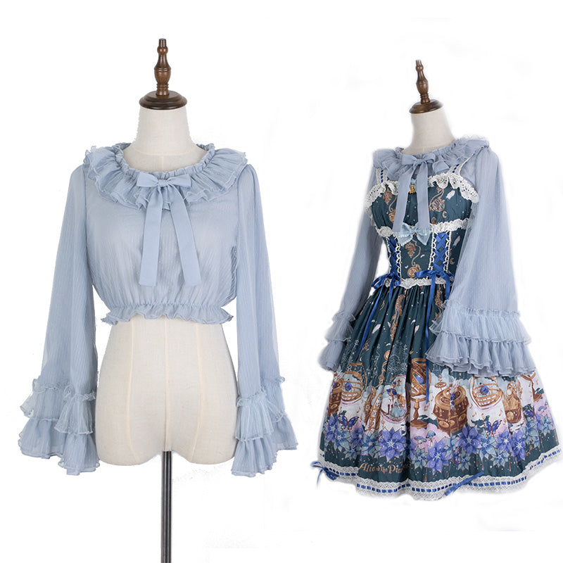 Sakurada Fawn - Plus Size Lolita Blouse Cheese - Chocolate Long Sleeve Innerwear