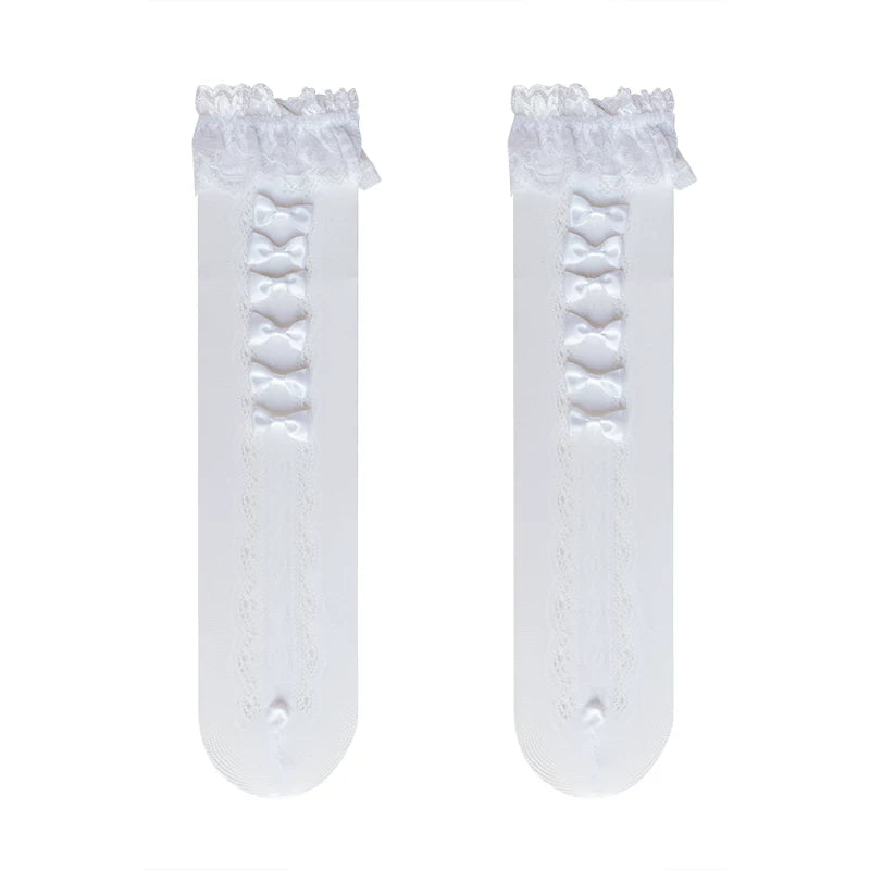 Sock Noble - Little Bow Lace - Lace-Trimmed Scrunch Socks