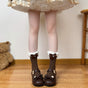 Coffee-colored socks, coffee-colored bow / One Size