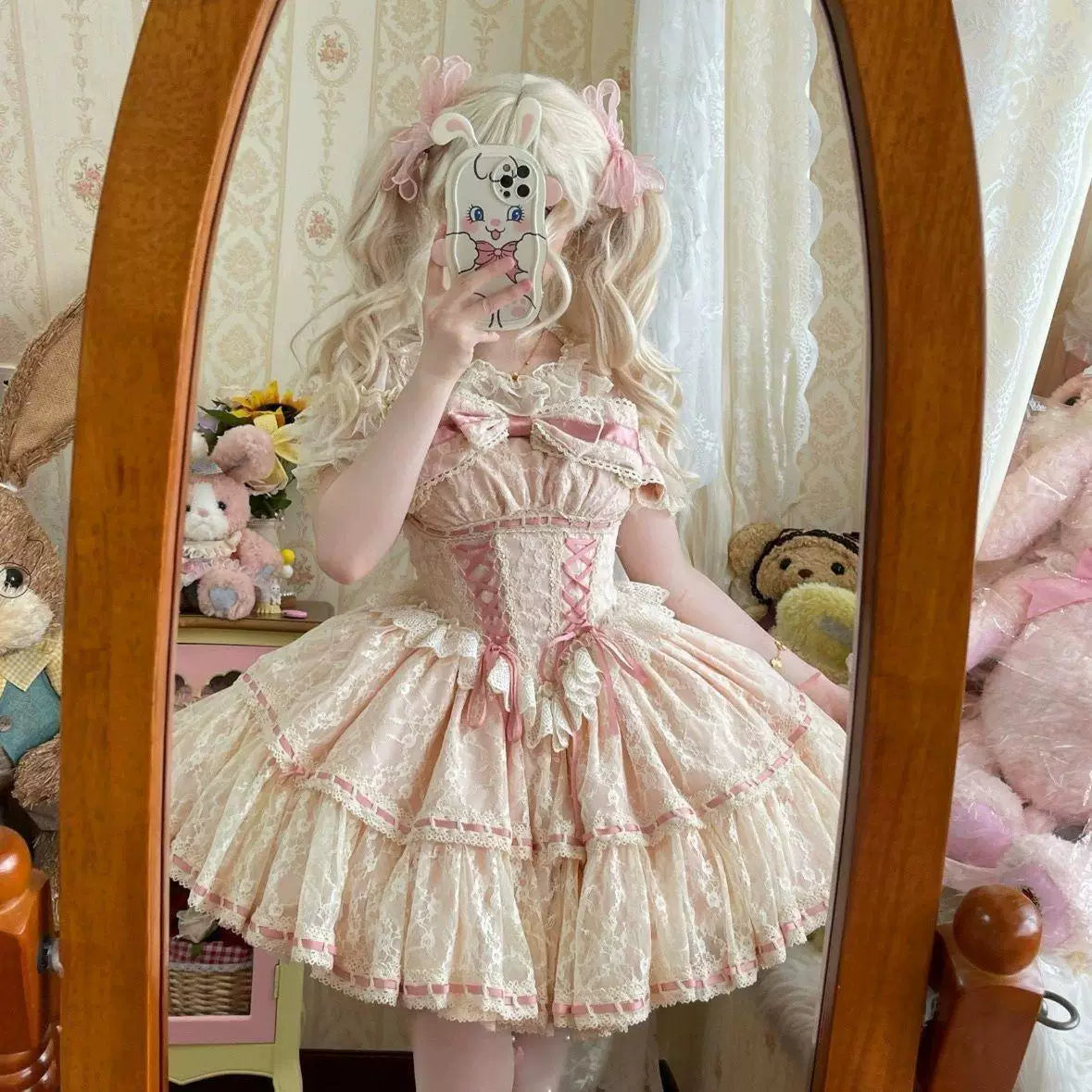 Sweetheart Dream Machine - Dotted Mesh - Dotted Mesh Inner Layer with a Lace Collar