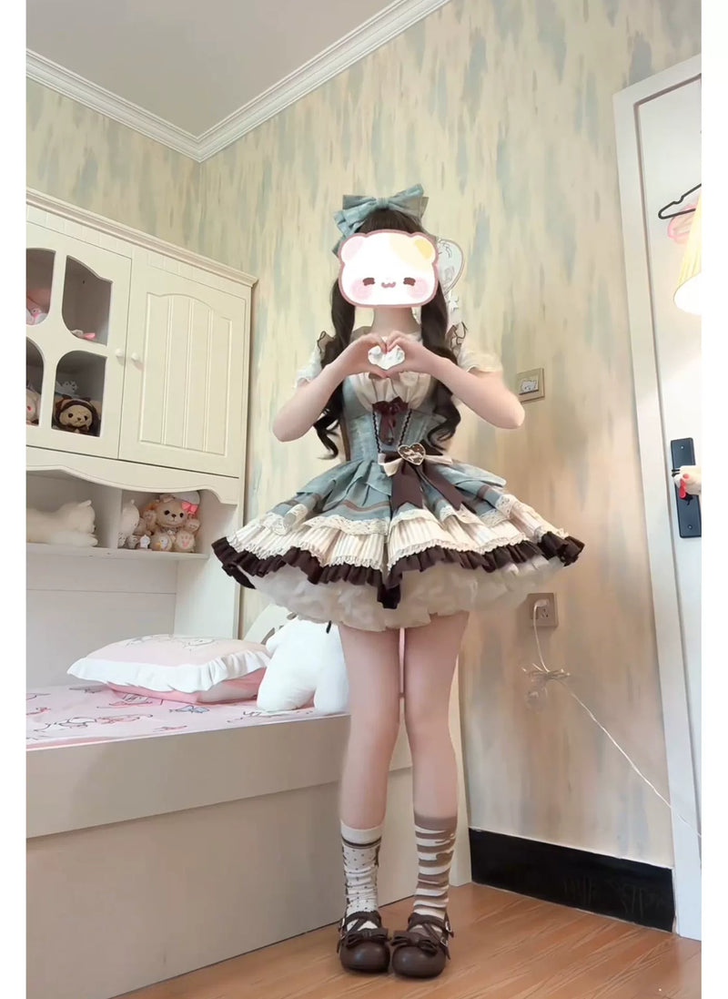 White Sugar Girl - Balletcore Sweet Lolita - Mint chocolate themed