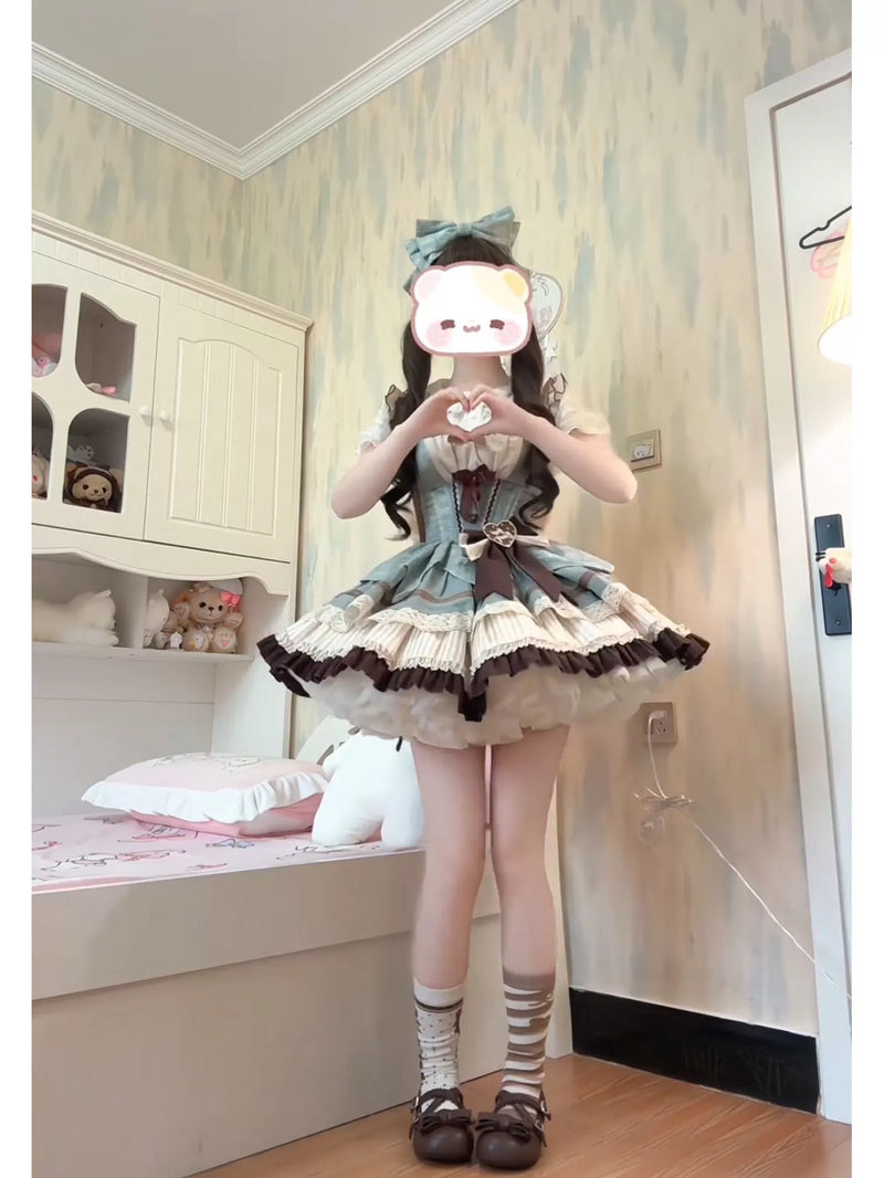 White Sugar Girl - Balletcore Sweet Lolita - Mint chocolate themed