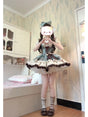 Light mocha color JSK + short-sleeve undershirt + headwear + bow / S