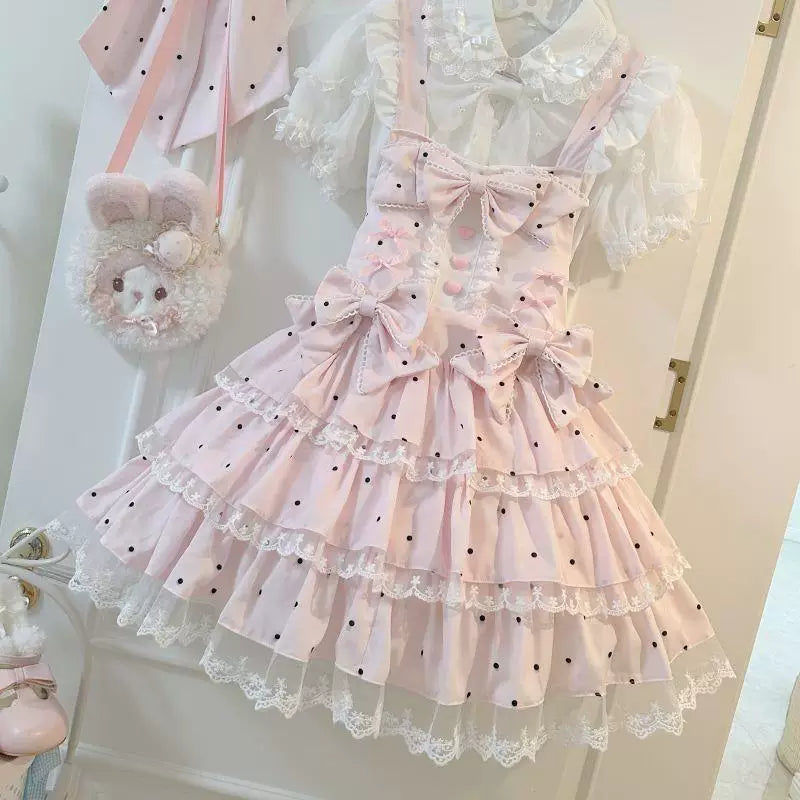 Sweetheart Dream Machine - Retro Cake Layers - JSK Dress with Polka Dots and Bow