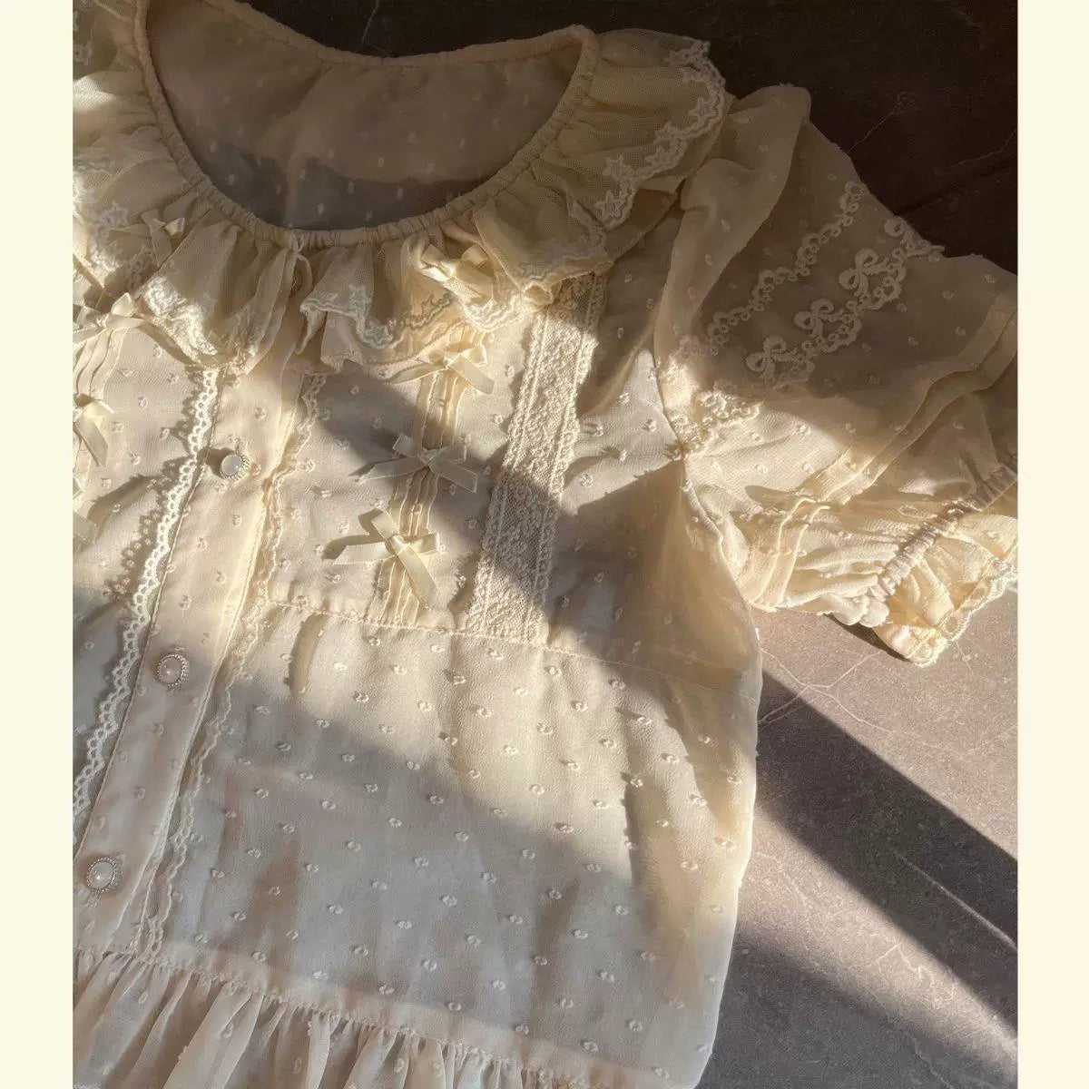 Sweetheart Dream Machine - Waltz Chiffon - Cardigan Top with Flutter Sleeves