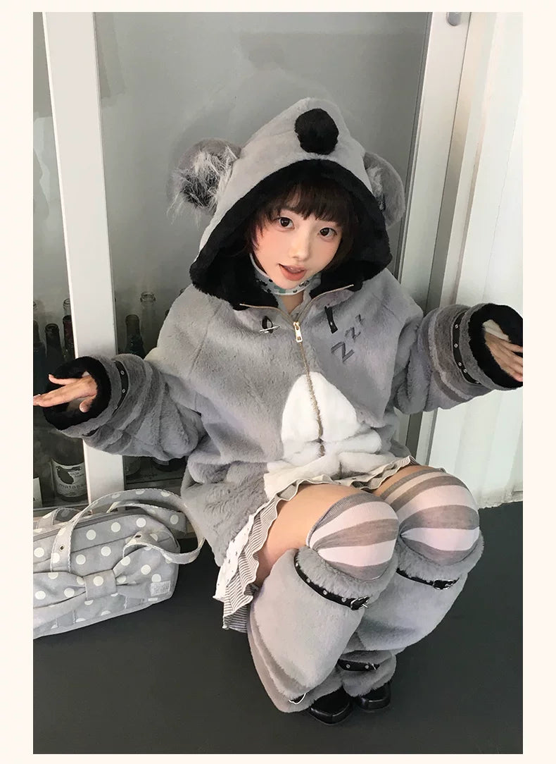 Baozi Pig - Sleeping Koala - Plush Coat with Matching Leg Warmers or Koala Bag