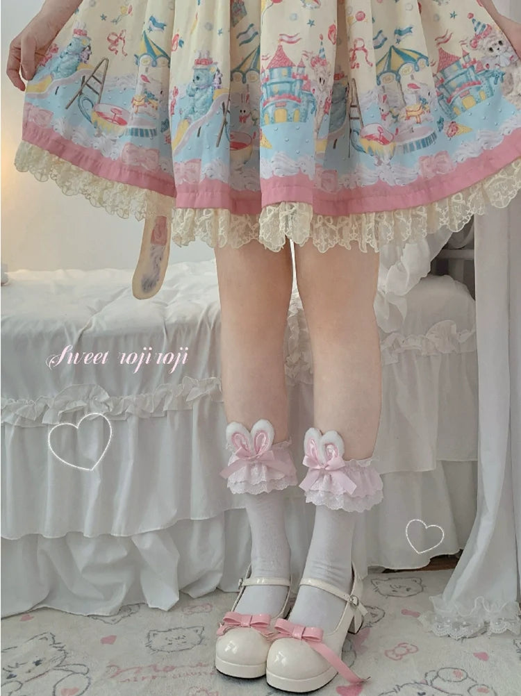 Roji Roji - Cotton Lolita Bunny Ear Socks - Summer Bow Short Socks Socks