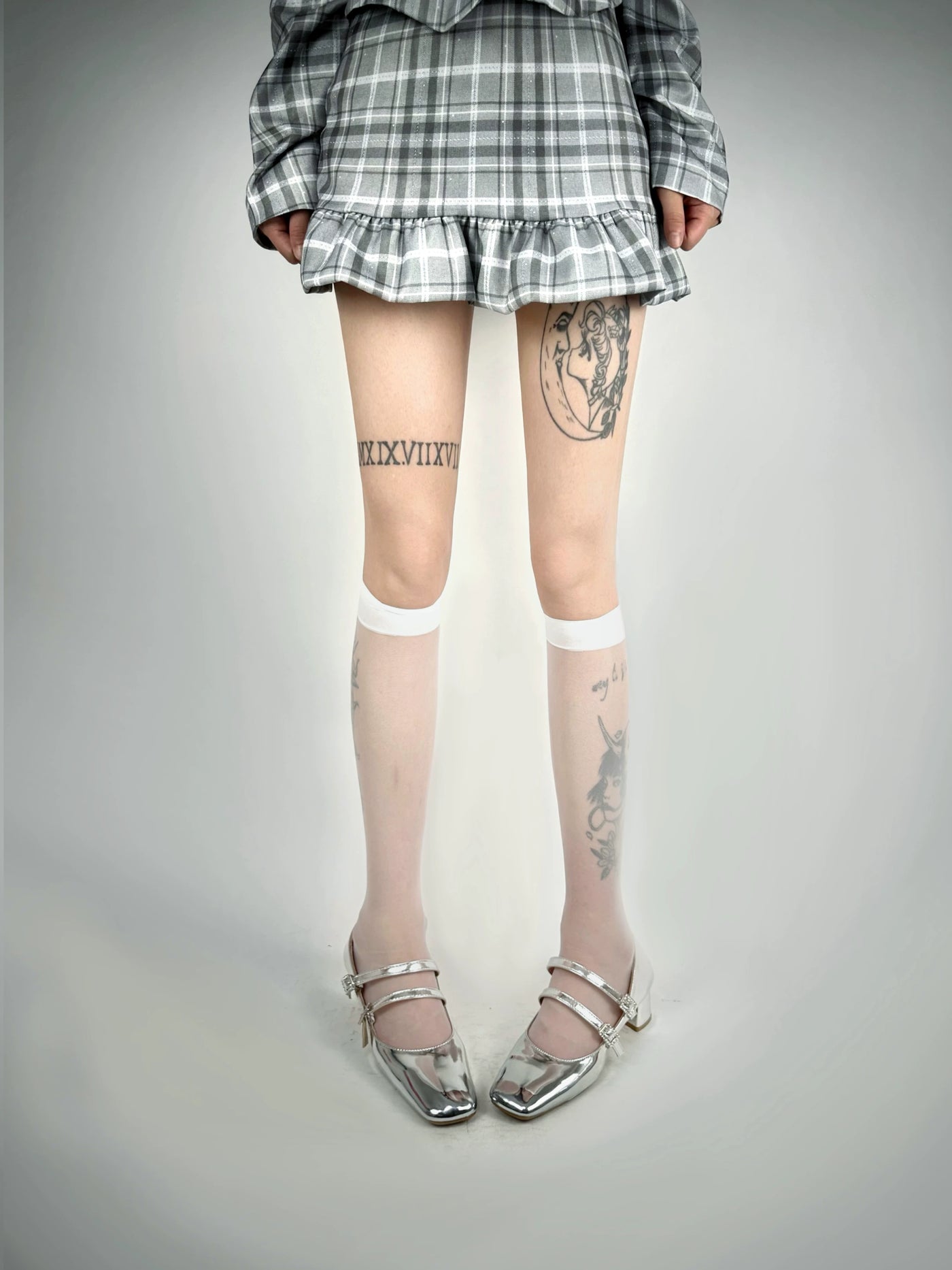 White Socks - Classic Sheer Line - Plain Sheer Stockings in Two Lengths