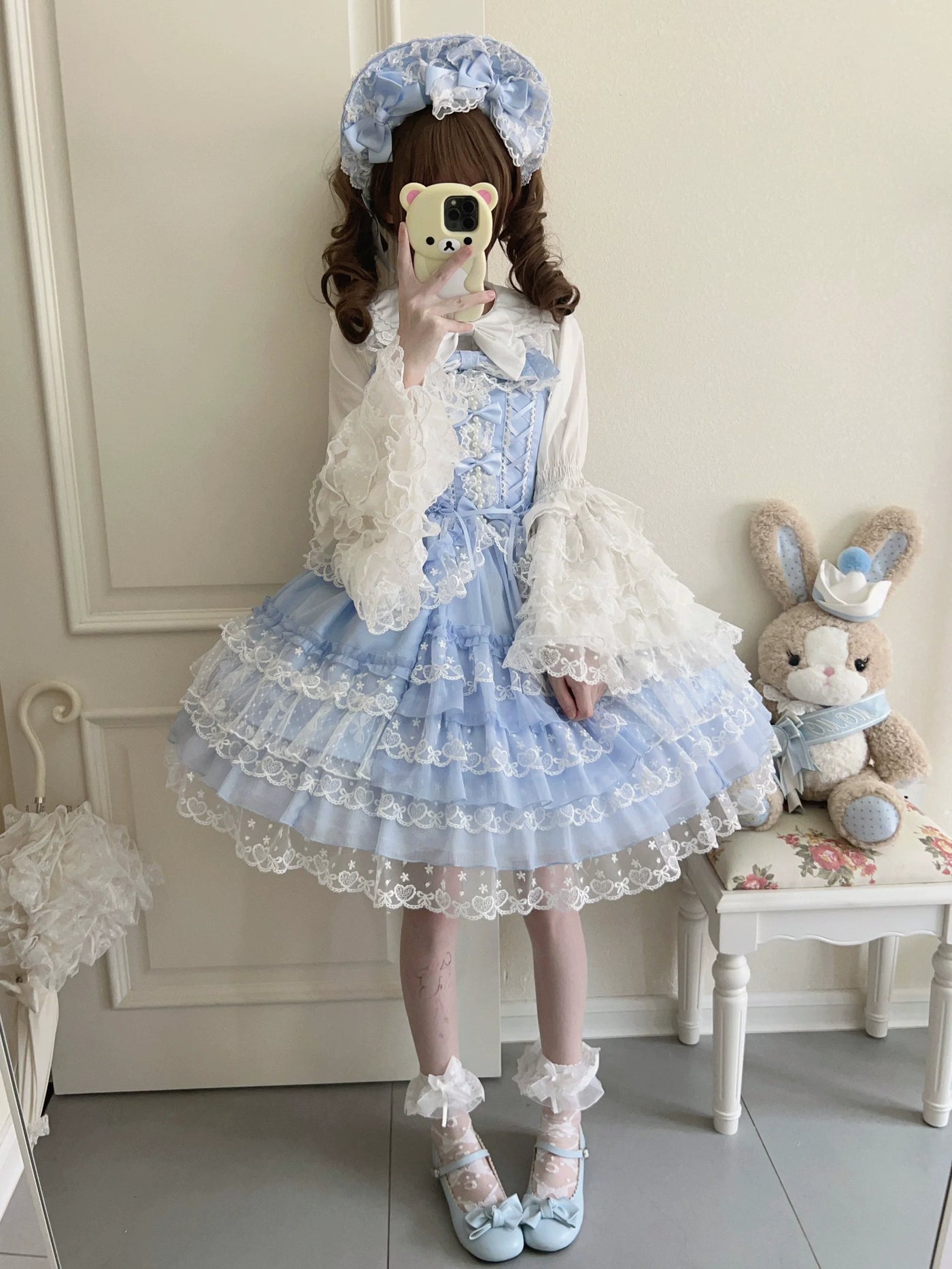 Love Overture - Sweet Lolita JSK Dress, Tiered Ruffles and Heart Lace (L M S) 40624:685366