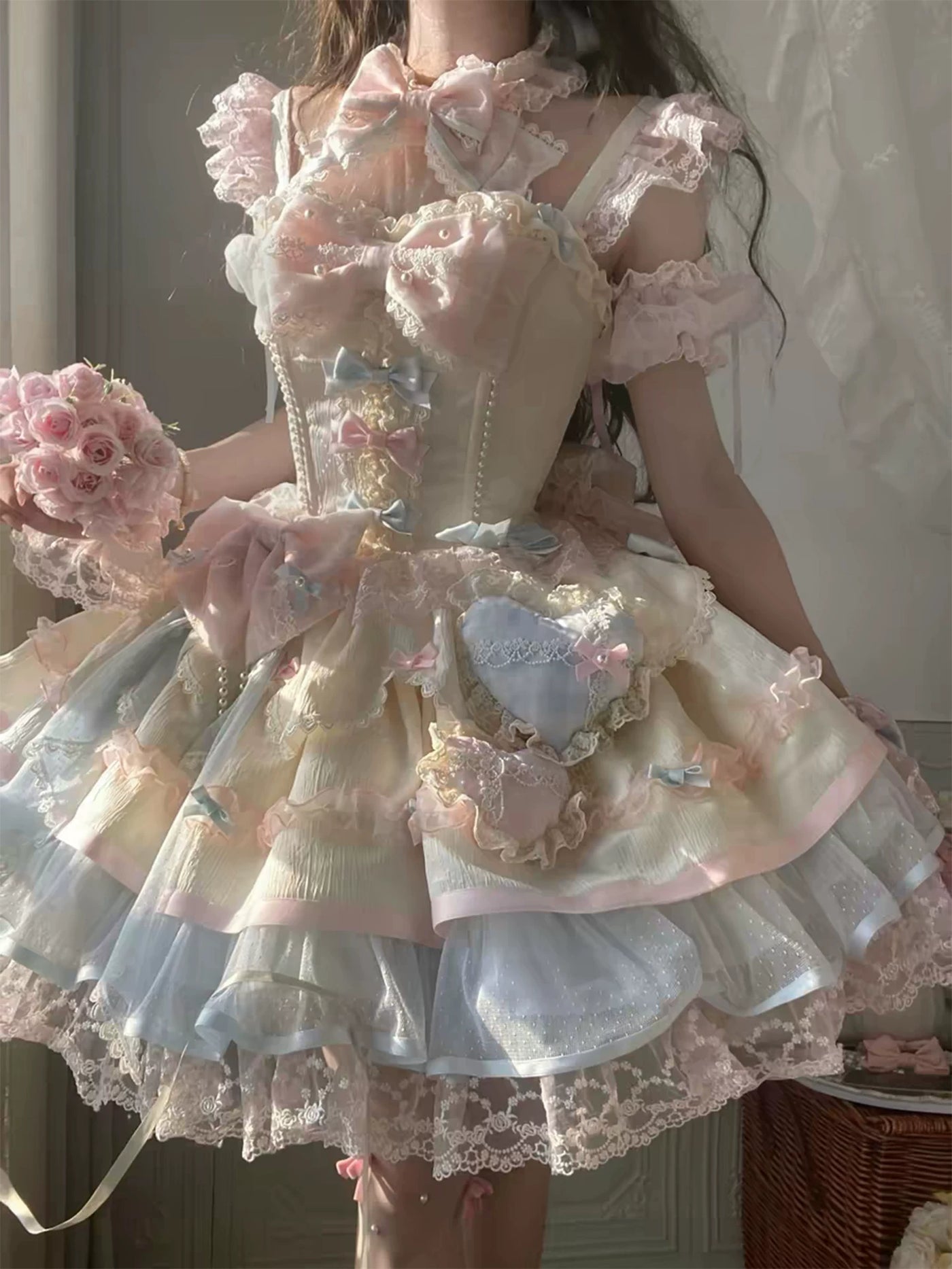 Dream Bunny - Sweetheart Macaron - Pastel JSK dress with layered ruffles