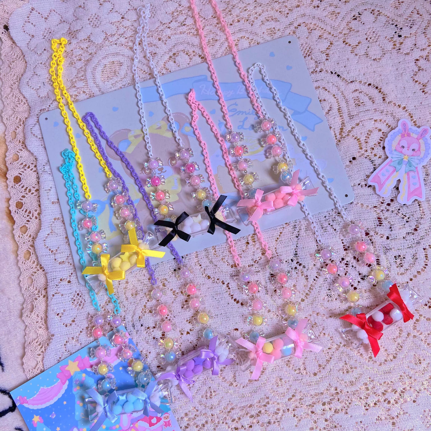 Bear doll - Candy Charms - Beaded Necklace with Candy-Style Charms