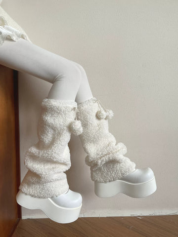 Sock Noble - Winter Pompom - Leg Warmers with fluffy texture and pompom ties