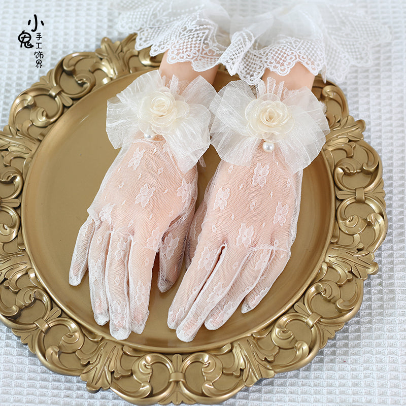 Xiaogui - Lace Bowknot Flower Vintage Lolita - Gloves Hand Accessory