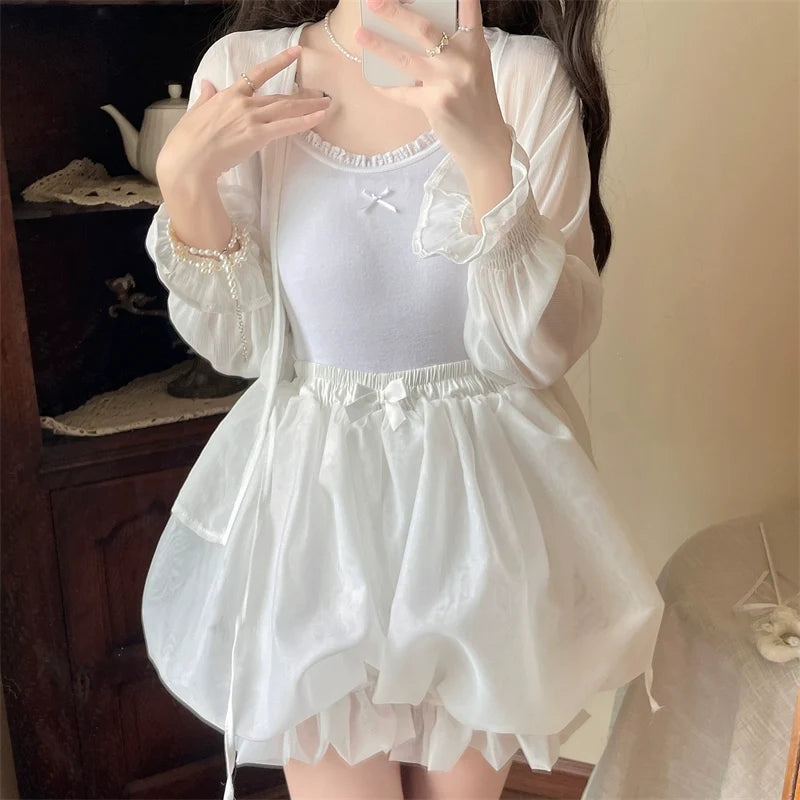 Sugar Girl - Casual Lolita Bloomers - Solid Color Organza Shorts Other Surprise