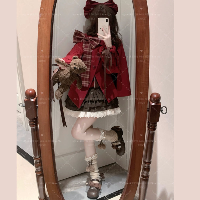 Sweet Dream Christmas Red Oversized-Bow Lolita Cape — additional product view