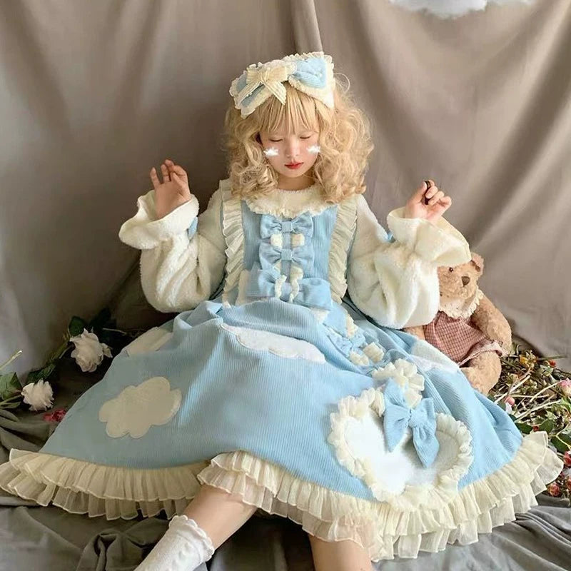 Yueele - Cloudbreak Winter - Plus-Size Sweet Lolita OP Dress - detail view 6