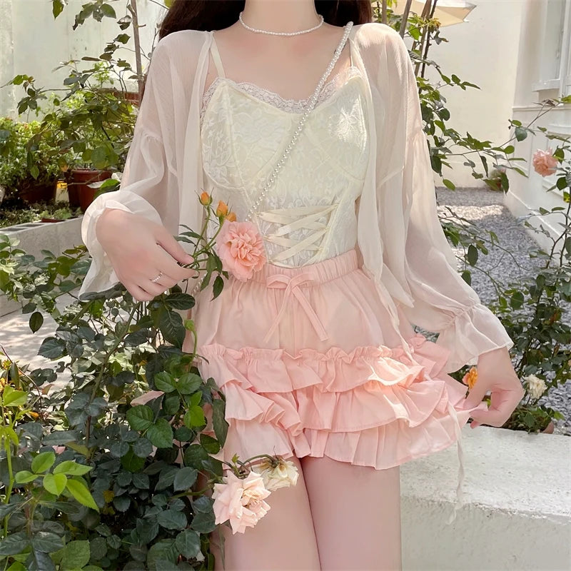 Sugar Girl - Daily Lolita Bloomers Anti-Exposure - Pink Ruffle Safety Shorts Other Surprise