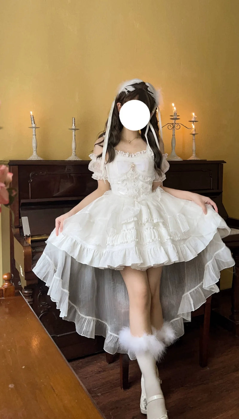 Rose Tale - Sweet Lolita JSK Summer Lolita Suspender Dress S White JSK