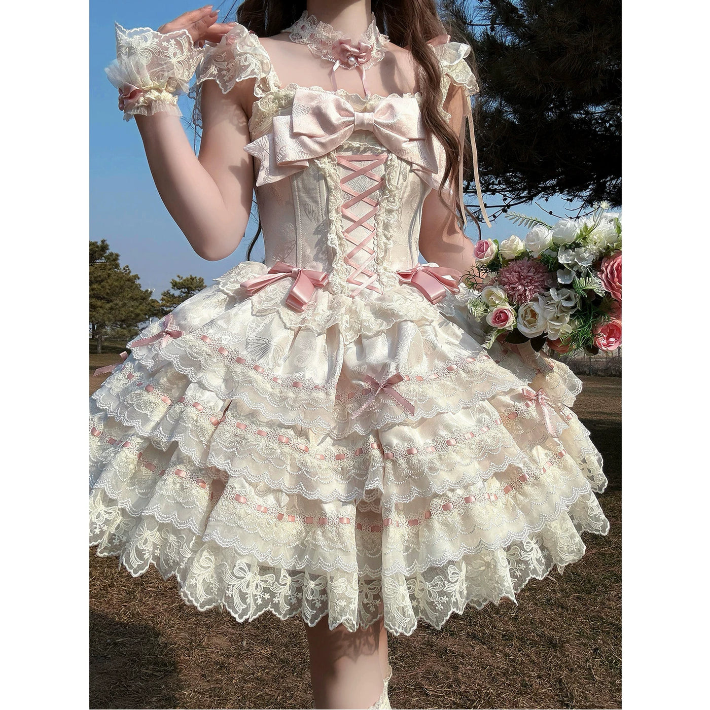 Creamy - Flower Bride - JSK Dress with Layered Lace