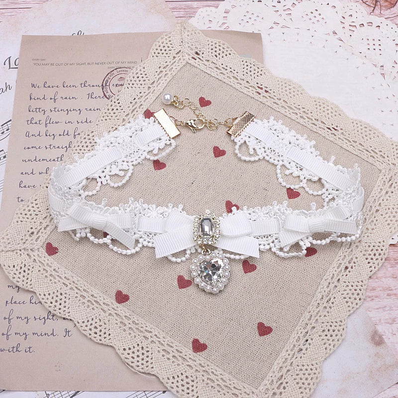 Independent Brand - Heart Pearl Bow - Necklaces, Bracelets and Collars with Heart Charms