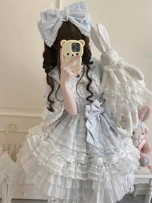 Creamy - Blue Bond - Blue JSK Set with Bow, Inner Layer and Cape