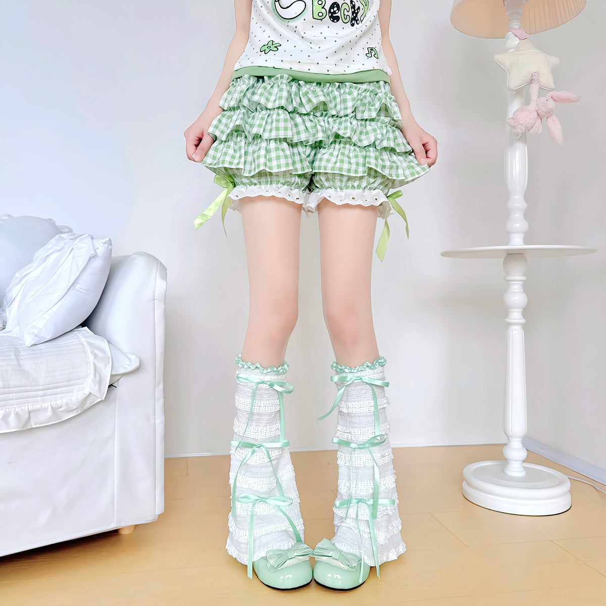 Handmade ribbon and lace Lolita leg warmers and socks - view 13