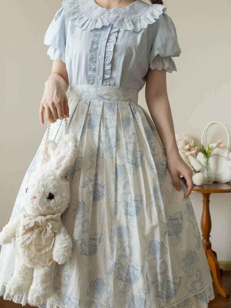 MIST - Cotton Kawaii - Short-Sleeve Blouse with Double-Layer Puff Sleeves - product detail 6