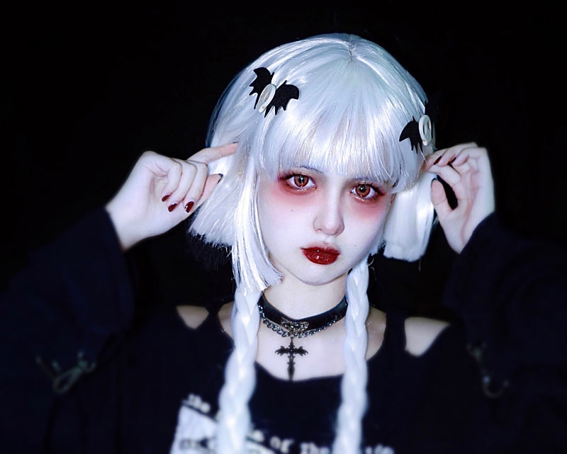 Strange Sugar - Gothic Headdress - Hallowen Skull Bat Hairclip Headwear